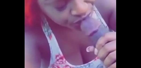  Red Head Ebony Slut Sucks Black Cock At My Crib , Then We Take Our Sex Act To The Public Park